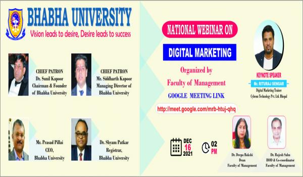 National webinar on "Digital Marketing" on 16th December 2021